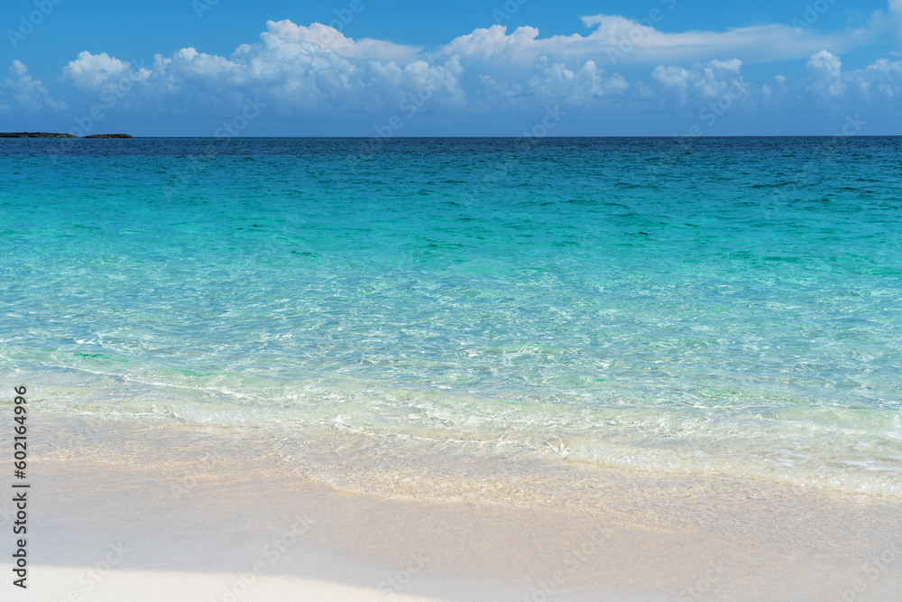 Pristine sandy beach in Paradise island, the Bahamas
