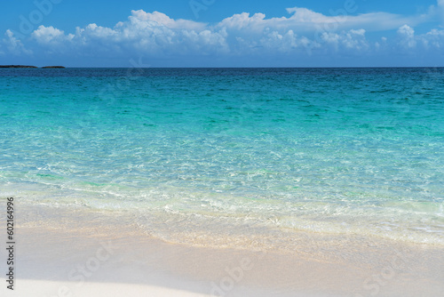 Pristine sandy beach in Paradise island  the Bahamas