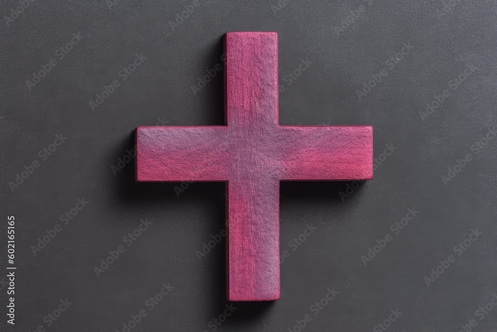 Obraz premium pink wooden cross against a black background Generative AI