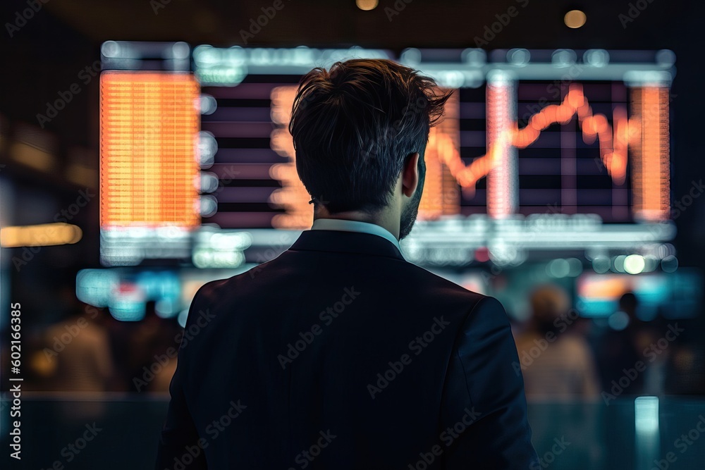 Businessman analyzing a crypto stock market chart Businessman analyzing a crypto stock market chart