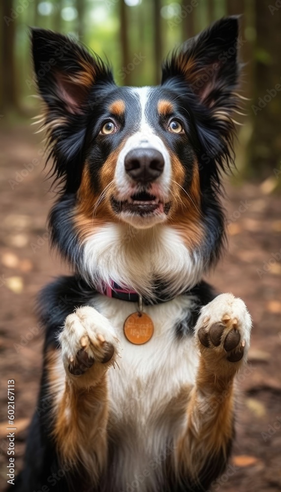 A border collie begging cutely with its paws is pictured. (Generative AI) A border collie begging cutely with its paws is pictured. (Generative AI)