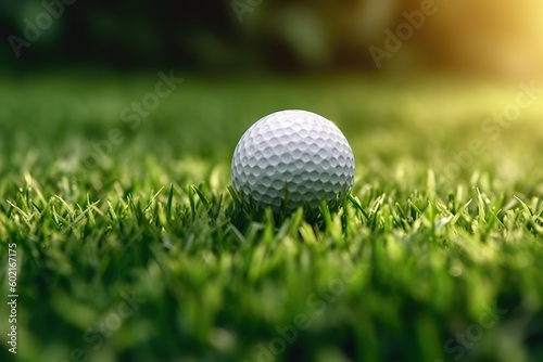 A golf ball sitting on top of a lush green field