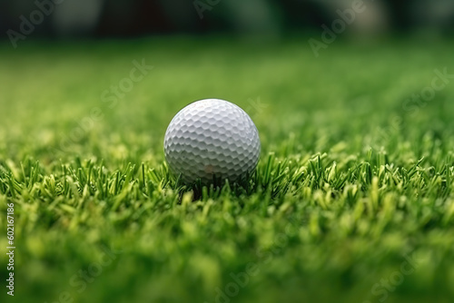 A golf ball sitting on top of a lush green field