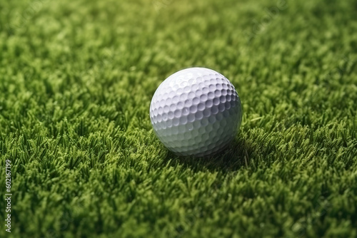 A golf ball sitting on top of a lush green field