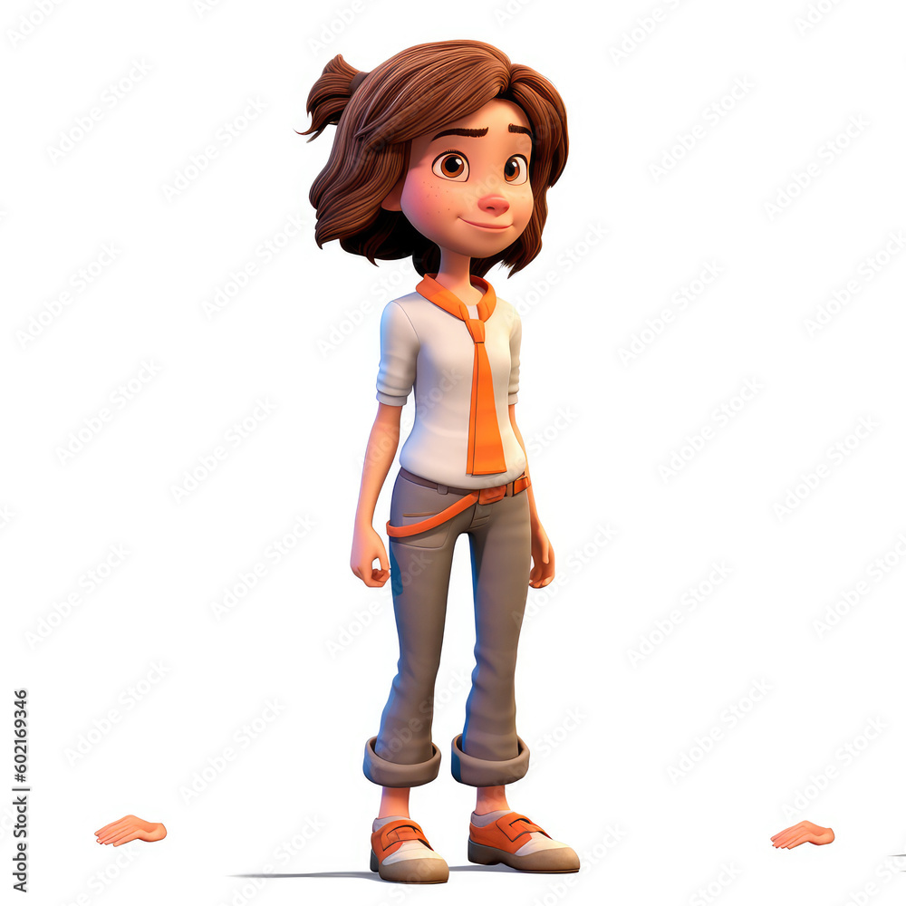 Stylized cartoon unique character of a girl in different poses, on a white background. Generative AI Stylized cartoon unique character of a girl in different poses, on a white background. Generative AI