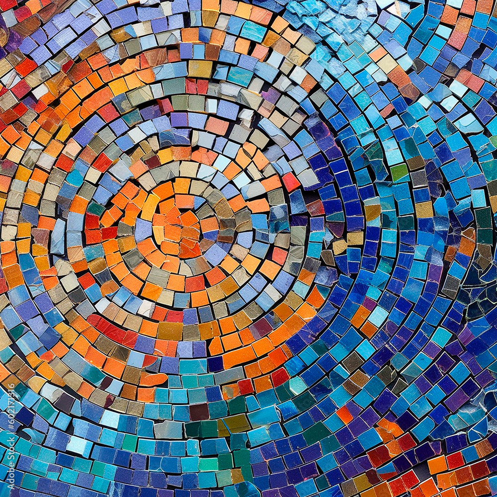 Background consisting of bright mosaics. High quality illustration Generative AI