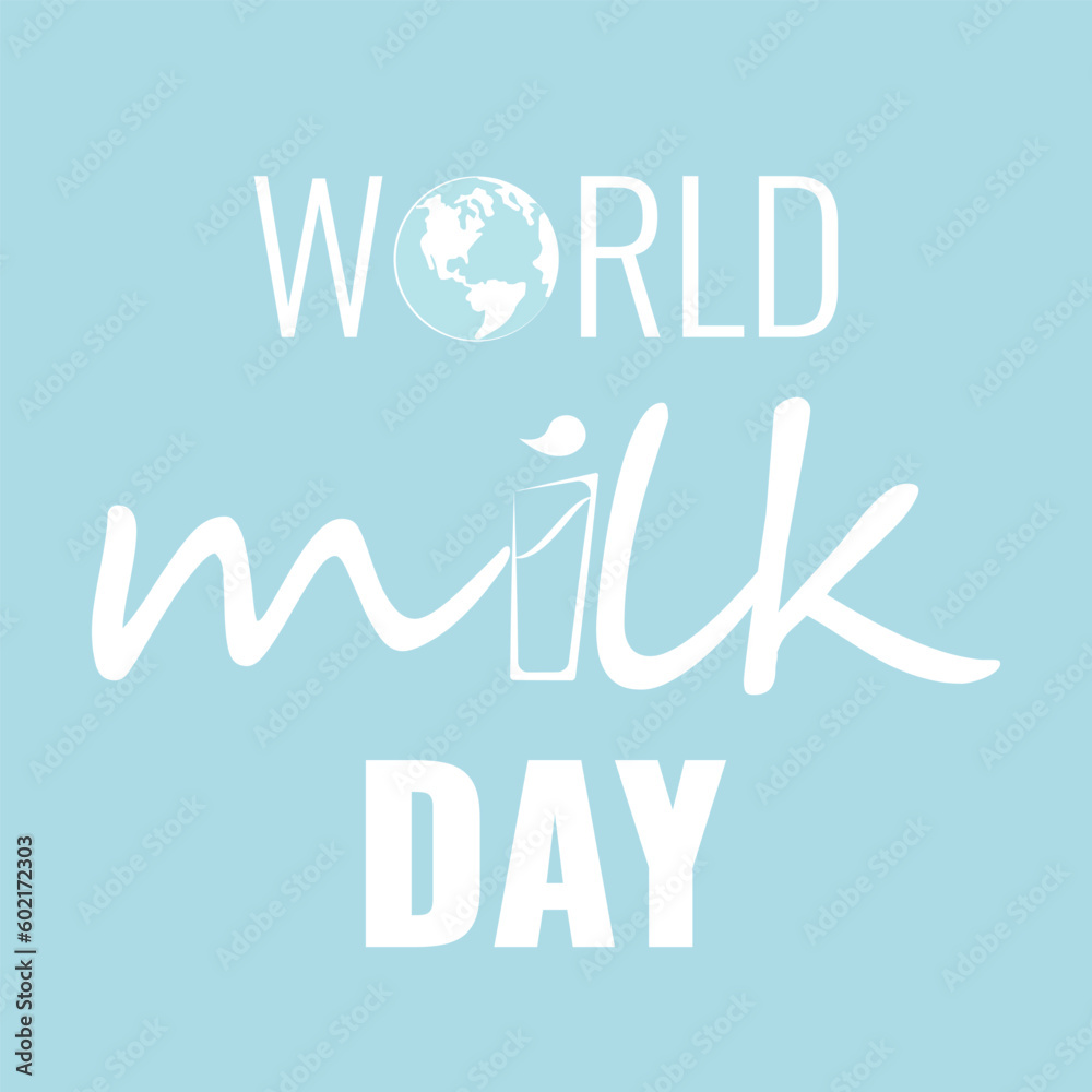 vector wold milk day outline style icon or label isolated on blue ...