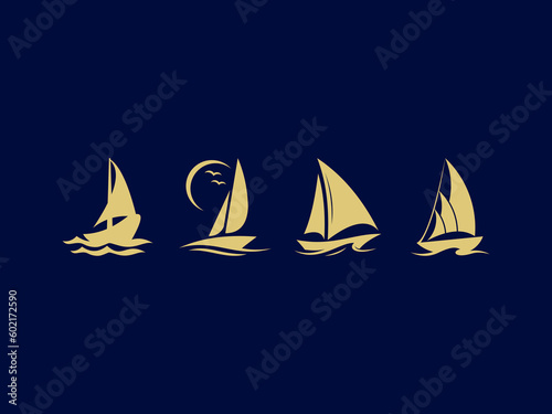 Canvastavla sailing ship icon set logo
