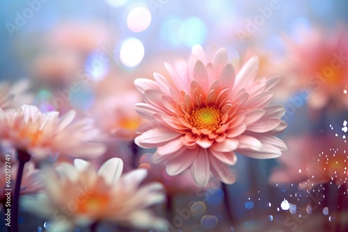 Illustration of a flowery background, detail of a colorful and beautiful flower. Ai generated.