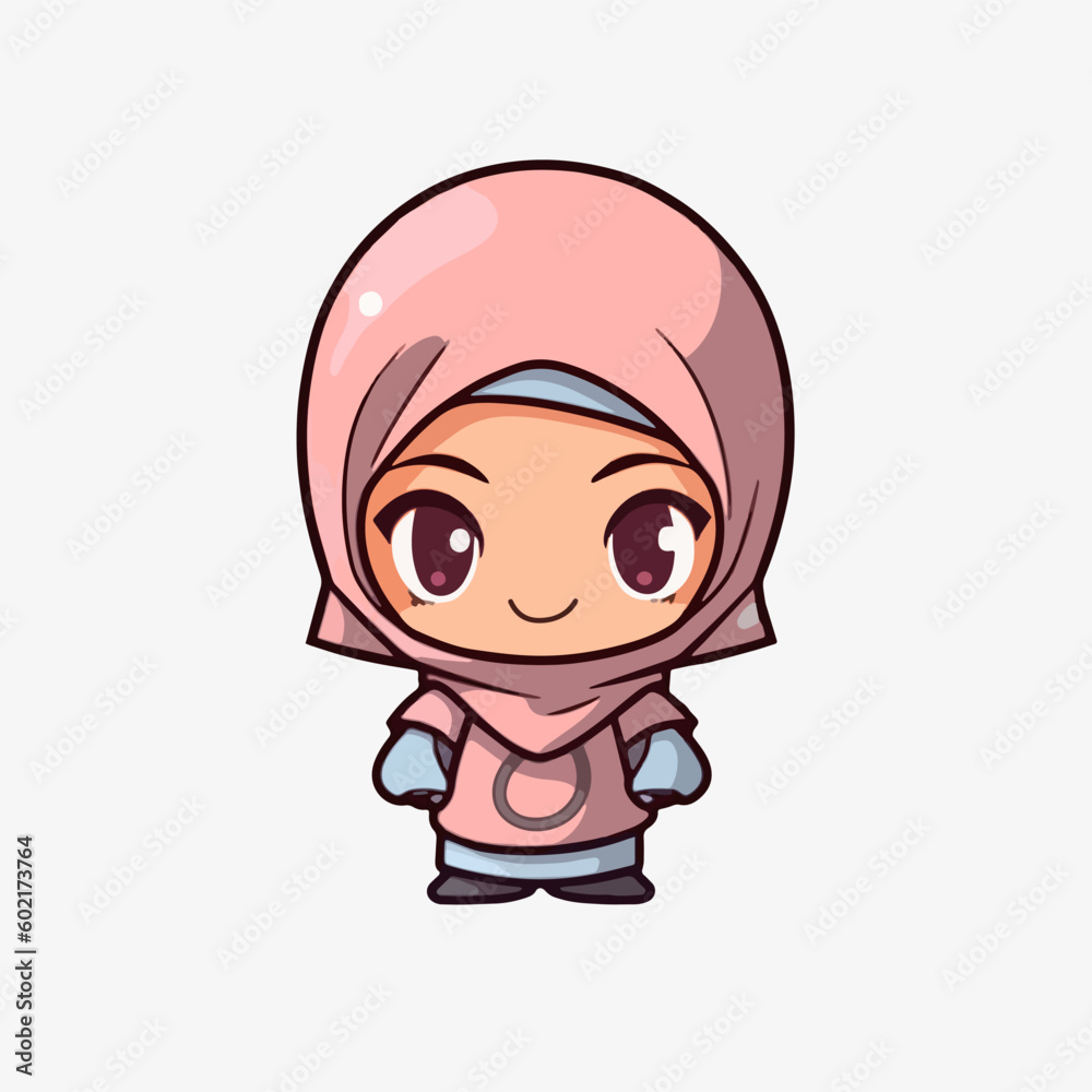Cute Cartoon Vector Of A Muslim Woman Wearing A Hijab For Eid Al Adha