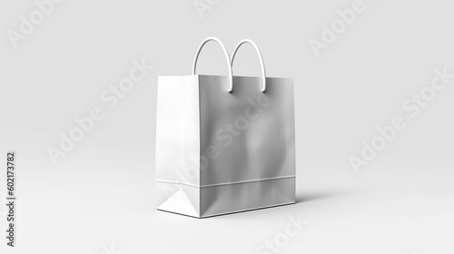 A white shopping bag on a plain surface. Generative AI.