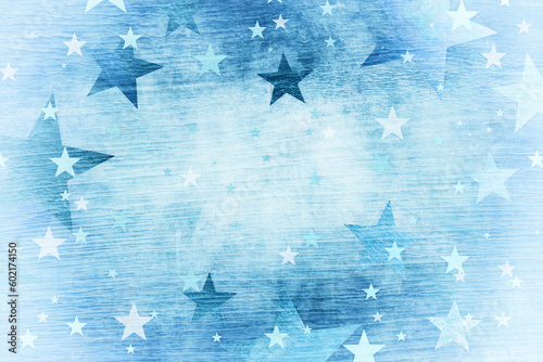 Billede på lærred Stars on distressed fourth of July old vintage light blue background, old paint