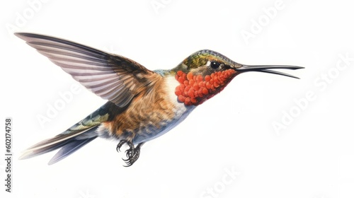 Hummingbird watercolor painting. Generative ai