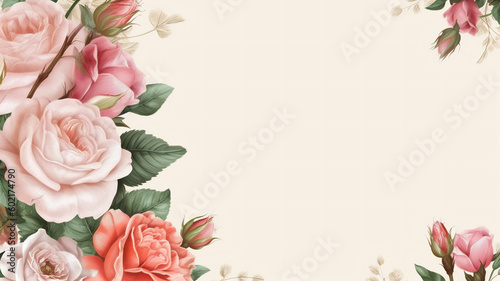 A Generative AI Illustration of A Floral Frame Made of Roses