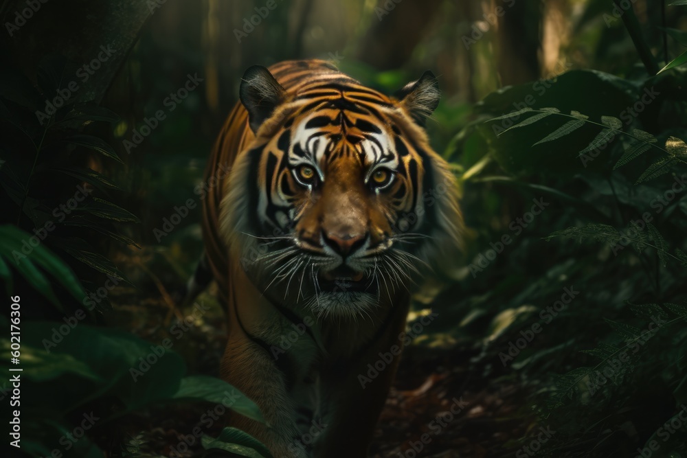 Fototapeta premium Bengal tiger in forest, Generative AI