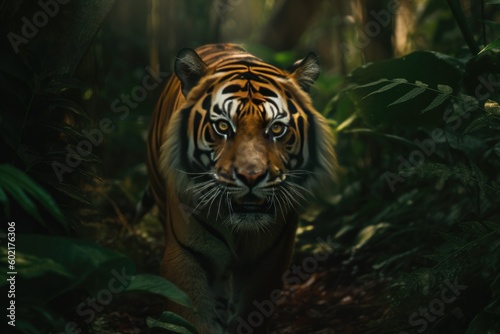 Bengal tiger in forest, Generative AI