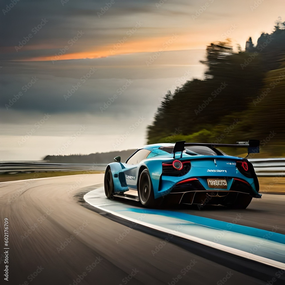 Fototapeta premium Racing sport car on circuit, supercar race.