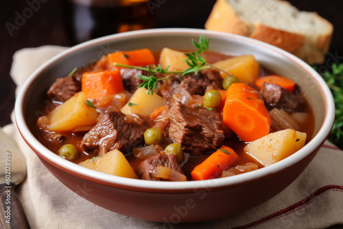A bowl of beef stew generative AI