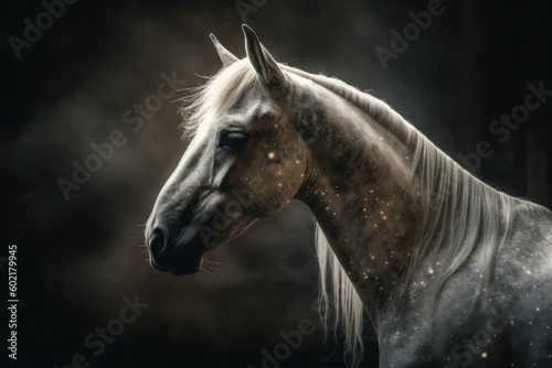 Fairytale beautiful horse close-up with selective focus. AI generated, human enhanced © top images
