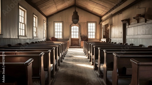 Interior of an American Amish Church - generative AI