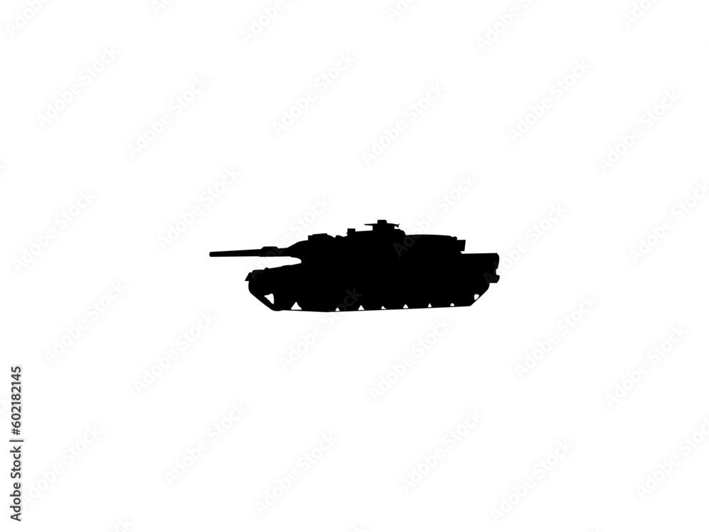 Silhouette of war tank Sherman ww2 USA . German main battle military tank leopard 2a7 . War and army symbol. Isolated vector image for military concepts. Tank icon. Vector illustration.
Silhouette of war tank Sherman ww2 USA . German main battle military tank leopard 2a7 . War and army symbol. Isolated vector image for military concepts. Tank icon. Vector illustration.