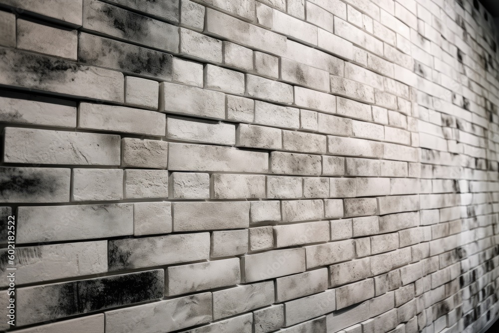 Wall of white bricks. decorative wallpaper with blocks. Generative AI Wall of white bricks. decorative wallpaper with blocks. Generative AI