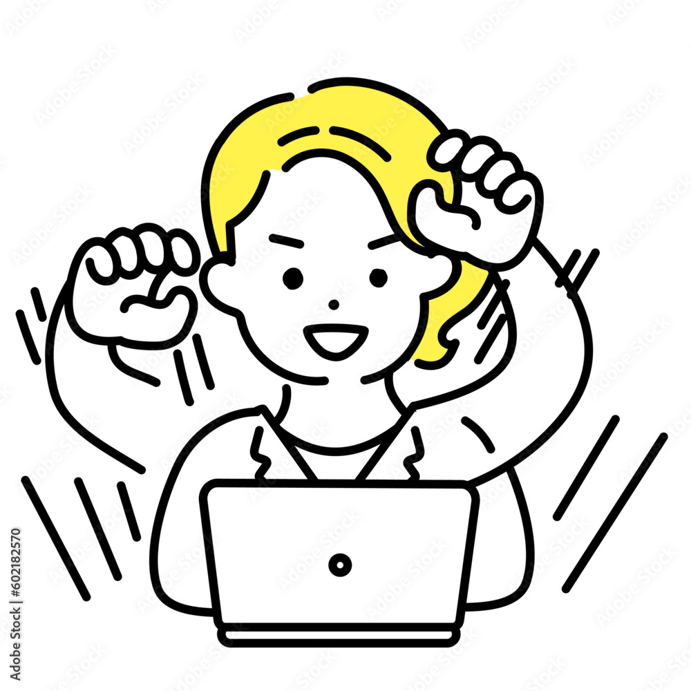 かわいい人物のイラストシリーズ _ 女性のオフィスワーカー _ 捗る かわいい人物のイラストシリーズ _ 女性のオフィスワーカー _ 捗る