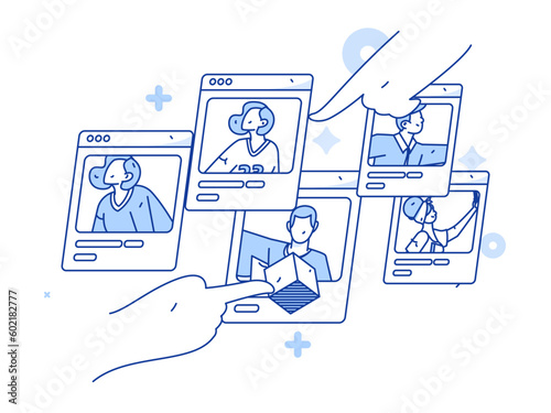 Job Interview People Flat Vector Concept Operation Hand Drawn Illustration
