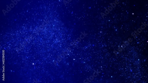 Abstract swarm of blue liquid buoyancy star particles. Elegant festive cosmic lights 3D illustration background. Horizontal magic holidays backdrop and twinkling fairy dust slow motion wallpaper. © remotevfx