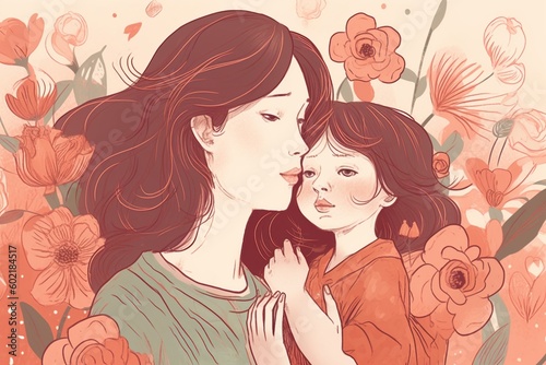 Heartwarming Mother's Day Illustration Design Created with Generative AI