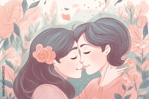 Heartwarming Mother's Day Illustration Design Created with Generative AI