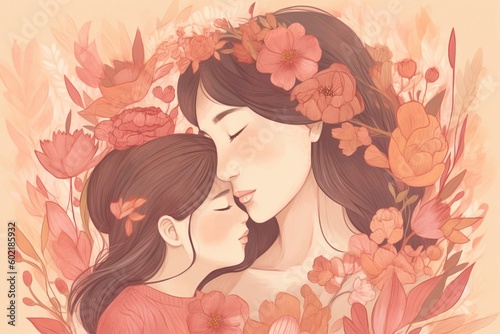 Heartwarming Mother s Day Illustration Design Created with Generative AI