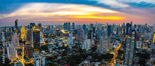Aerial view of Sukhumvit area, Watthana, Bangkok, Thailand photo