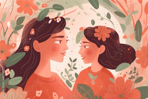 Heartwarming Mother's Day Illustration Design Created with Generative AI