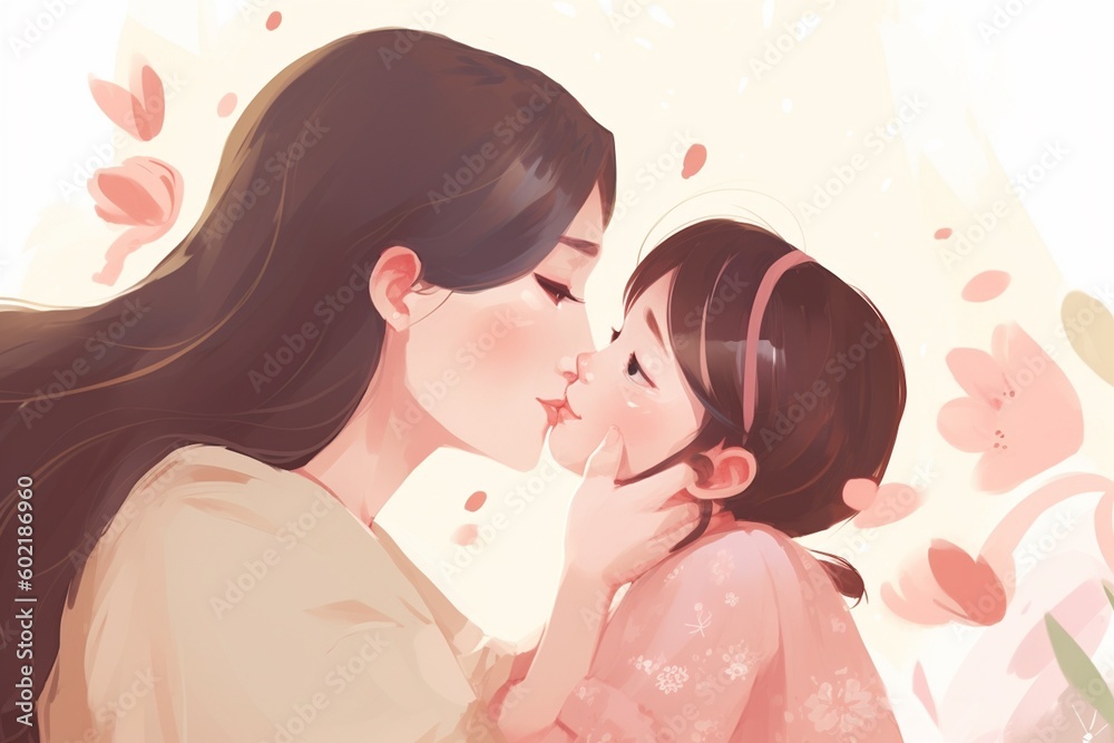 Heartwarming Mother's Day Illustration Design Created with Generative AI Heartwarming Mother's Day Illustration Design Created with Generative AI
