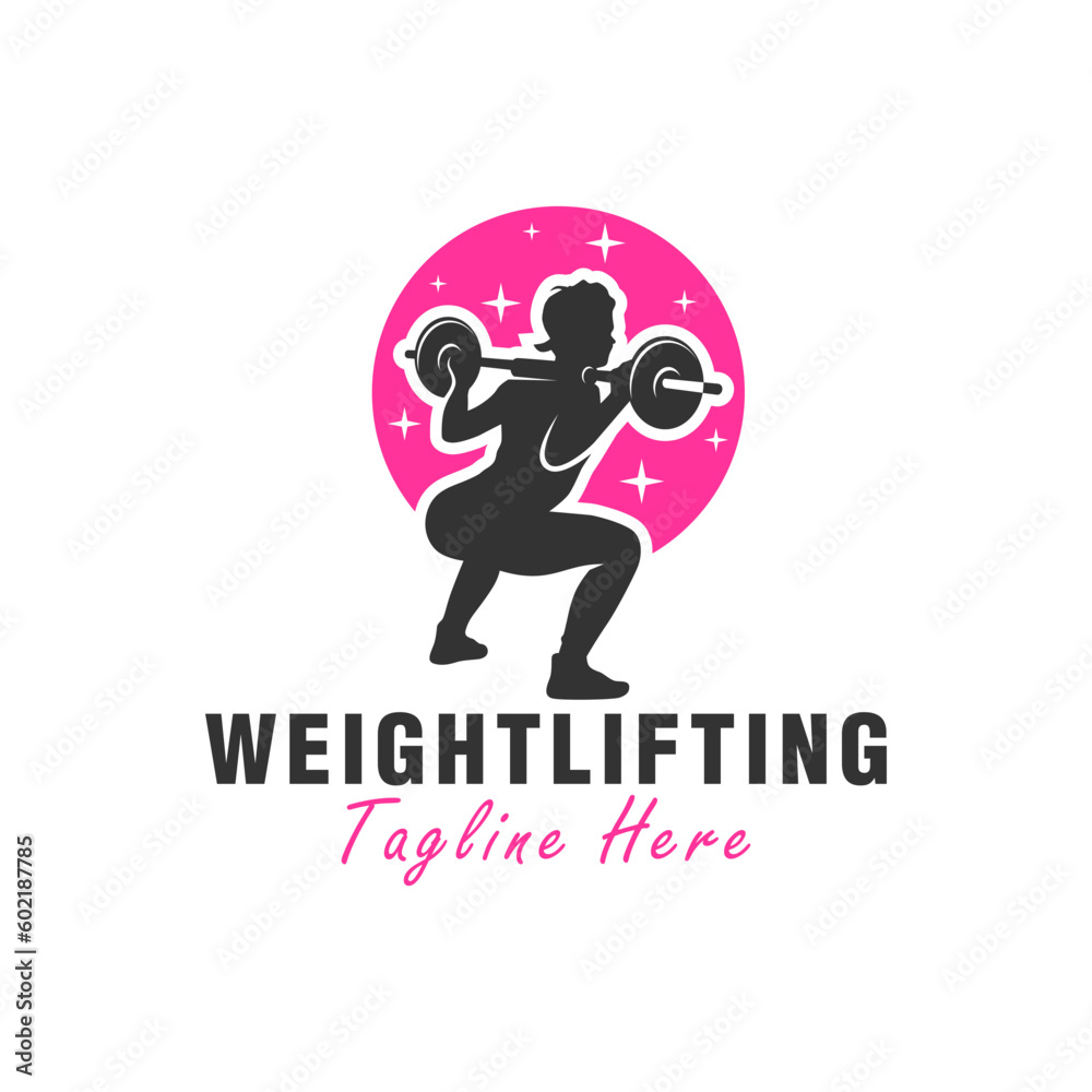 woman weightlifting sport vector illustration logo
