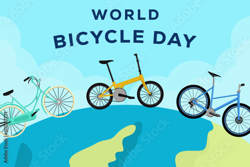 world bicycle day horizontal banner design vector