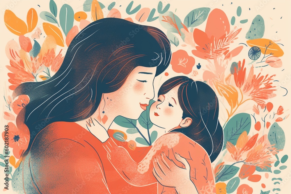 Heartwarming Mother's Day Illustration Design Created with Generative AI
