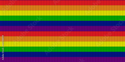 Pride flag illustration. Lgbt community symbol in rainbow colors. Vector backdrop for your design. LGBT FLAG WITH Knitting