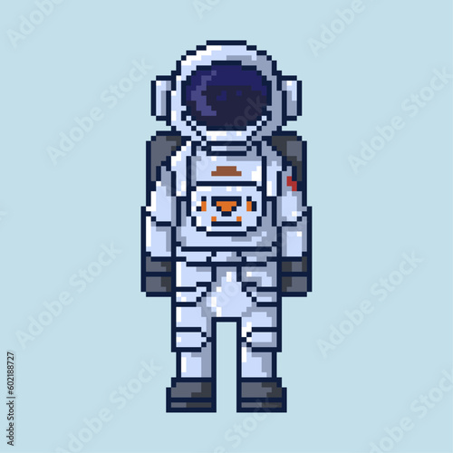 Cosmonaut isolated vector. Astronaut pixel game style illustration. Spaceman vector pixel art design. funny 8 bit astronaut character icon.