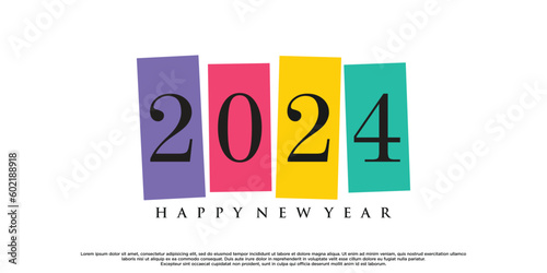 2024 happy new year logo design premium vector