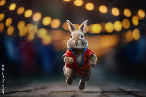 Rabbit or Hare running last in the race, concept of Tortoise and the Hare, Generative AI