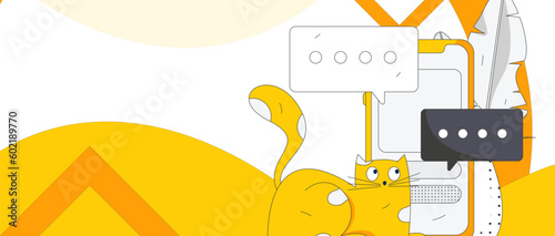 Virtual characters social communication concept business flat vector hand drawn illustration
