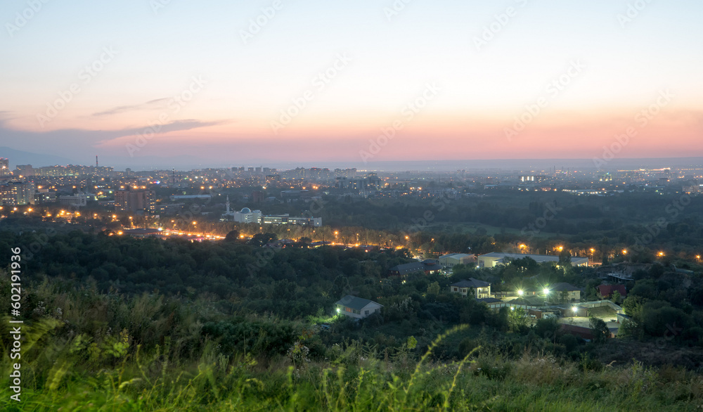 Panorama of the evening Almaty