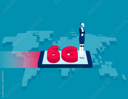  A 6G network system and internet. Business artificial intelligence concept