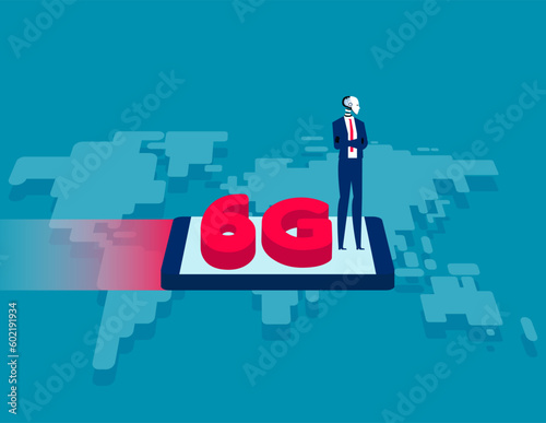  A 6G network system and internet. Business artificial intelligence concept