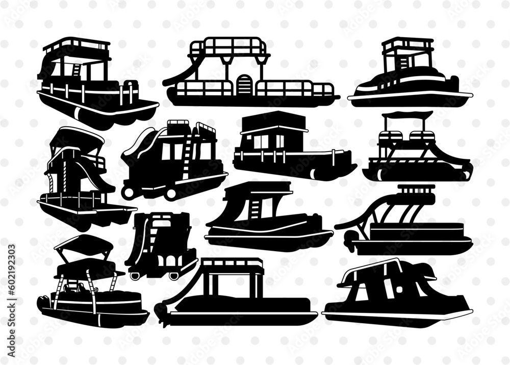 Double Decker Pontoon Silhouette, Pontoon SVG, Pontoon Boats Svg, Lake