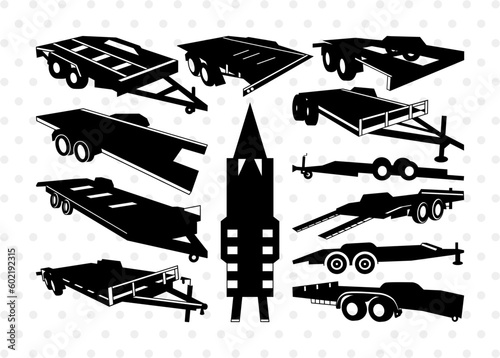 Car Trailer Silhouette, Car Trailer SVG, Trailer Svg, Camper Trailer Svg, Utility Trailer Svg, Car Trailer Bundle, SB00907