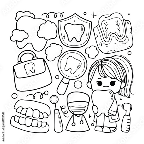 dentist outline coloring page cartoon