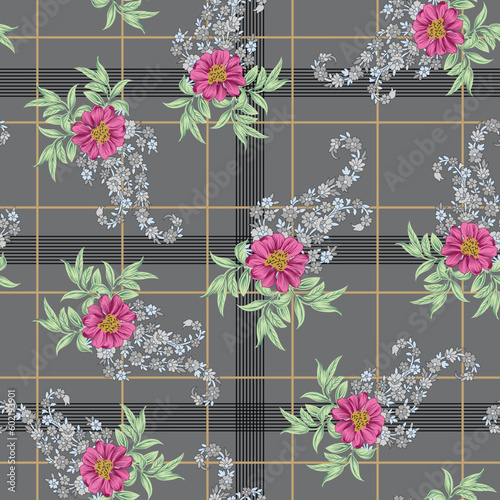 seamless vector  flower design  pattern on  background